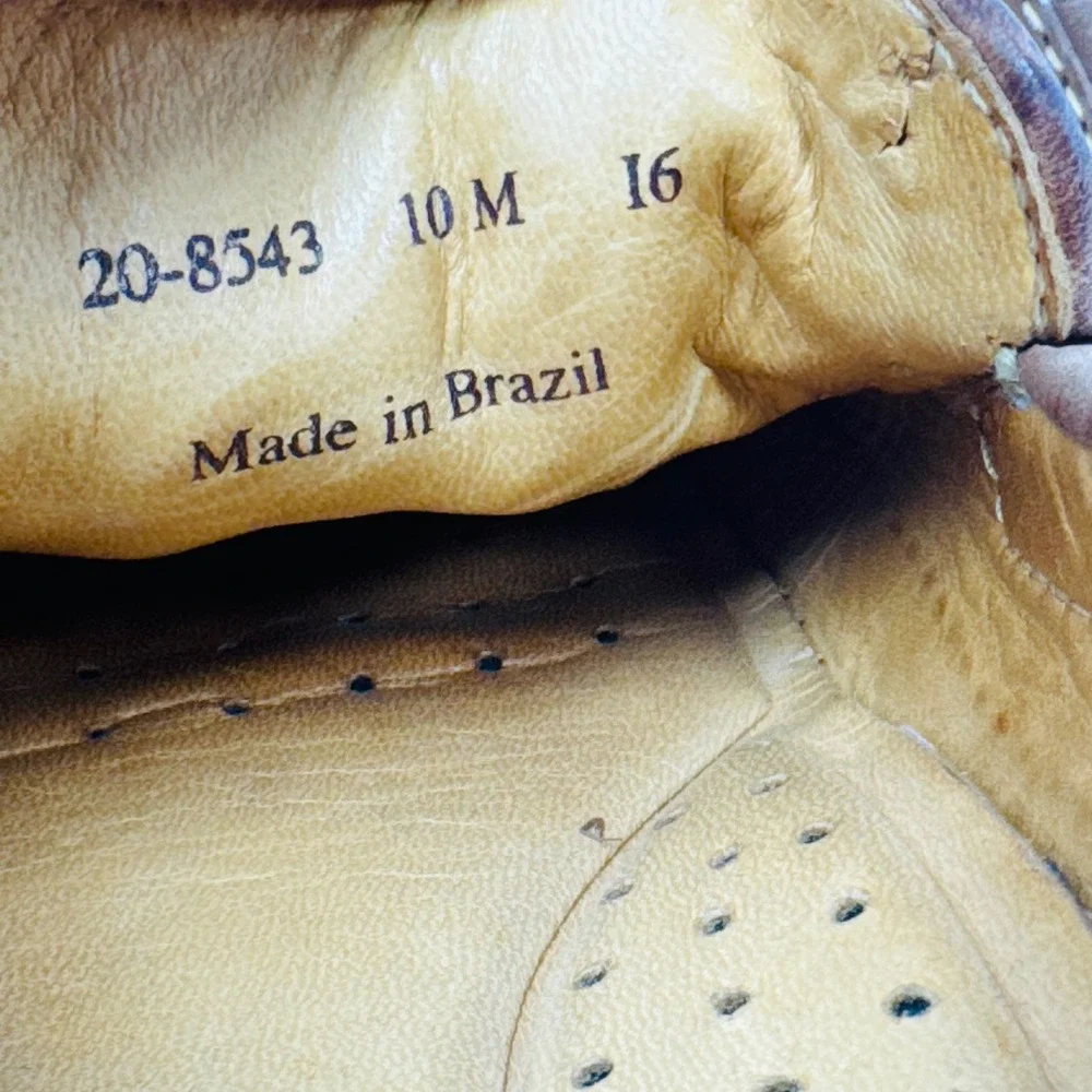 Johnston & Murphy Mens Brown Woven Leather Loafers Sheepskin Lining 10 M 20-8543